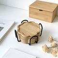 Bamboo Flower-Shaped Coasters Set with Holder